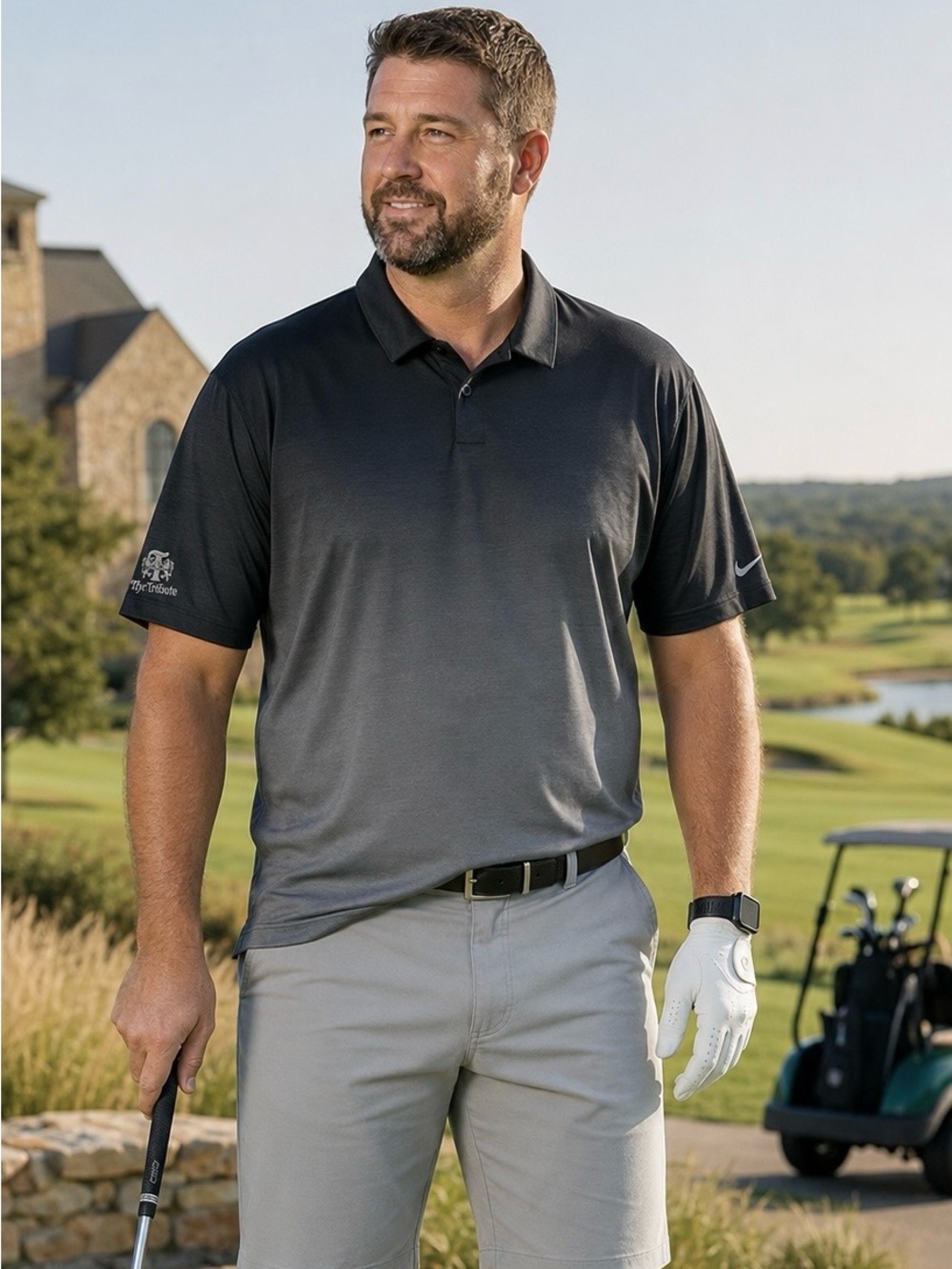 Nike Golf Tour Performance Polo Men’s XL Black Gray Ombré Dri-FIT Tribute